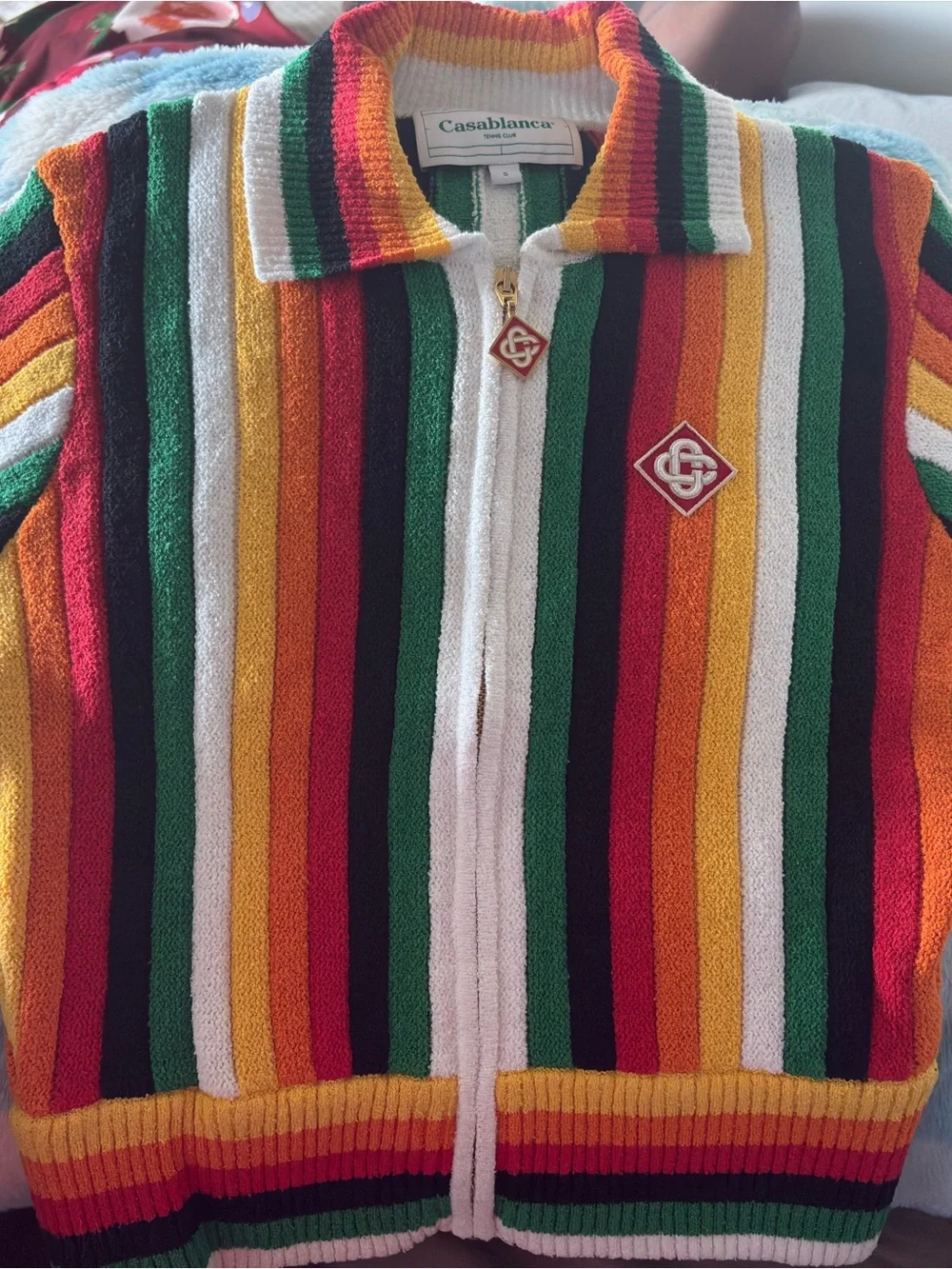 Casablanca Women’s Green & Multicolor Striped Zip-Up